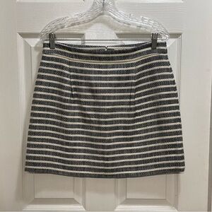 J.Crew Factory Black/Beige Striped Lined Tweed Mini Skirt Preppy Work Size 8 NWT